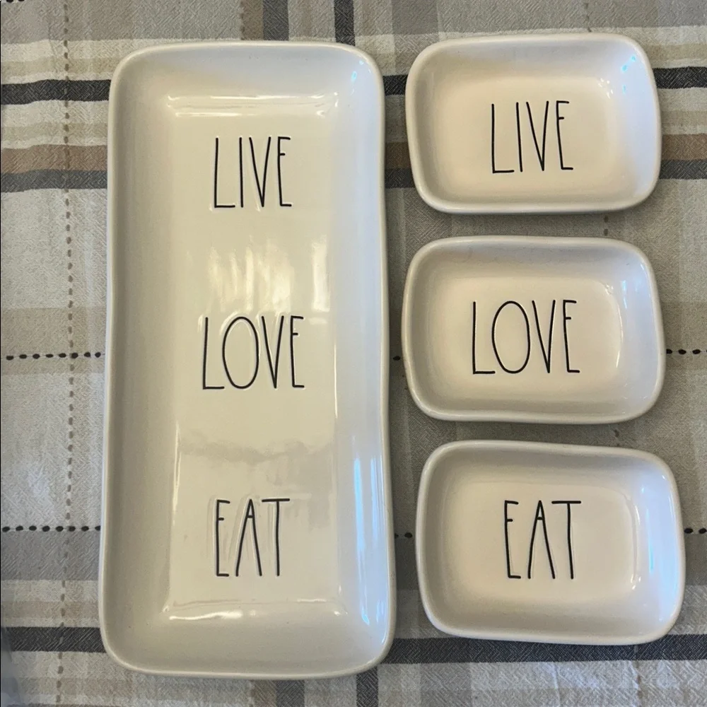Rae Dunn Live, Love, Eat tray w/ 3 smaller trays